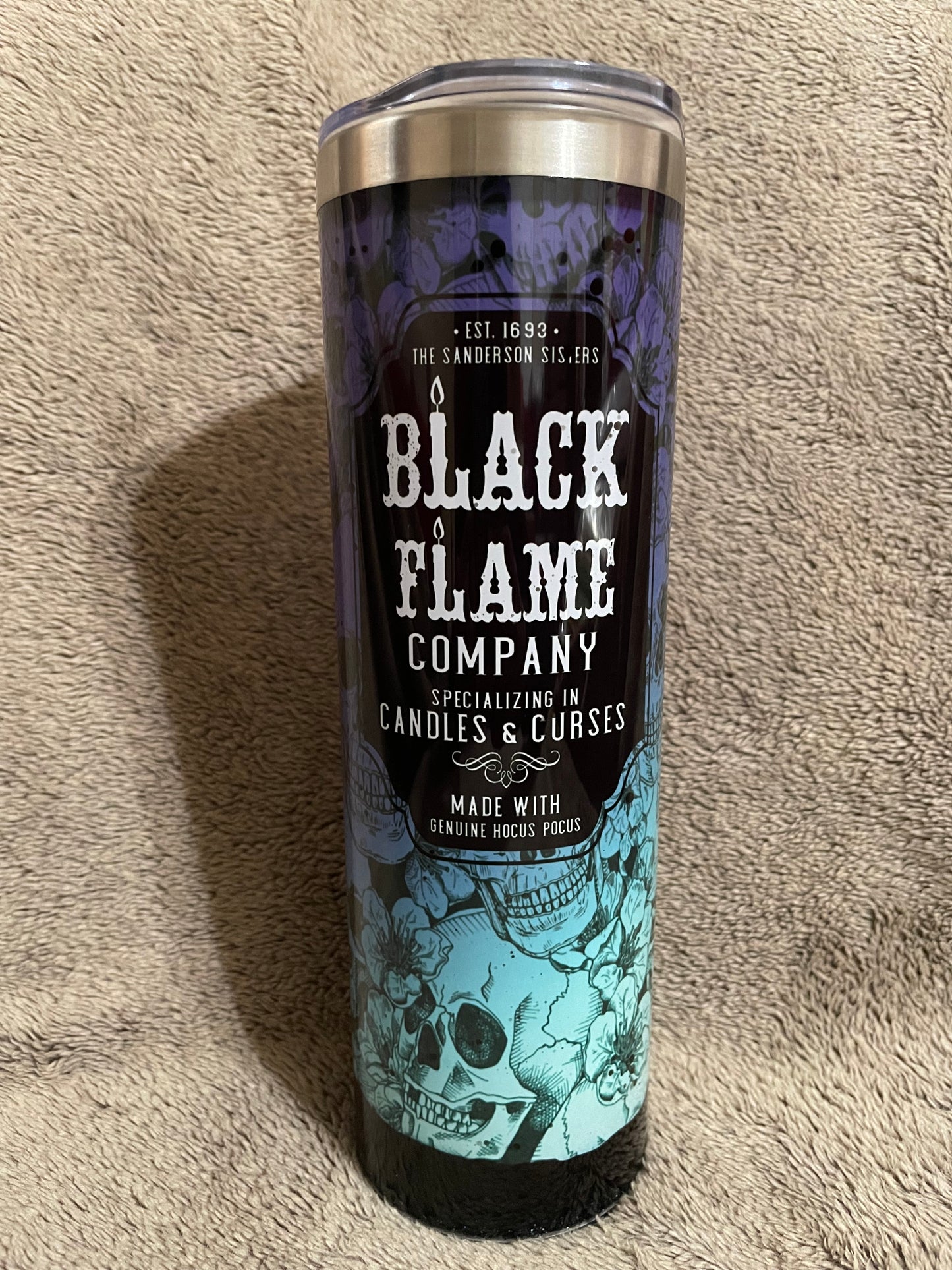 Black Flame Candle 20 oz Snow Globe Tumbler